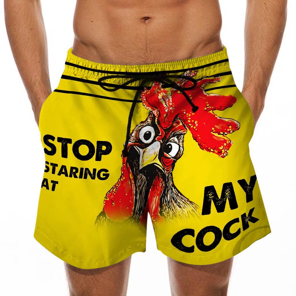 Men's 3D Turkey Head & Banana Print Swim Shorts