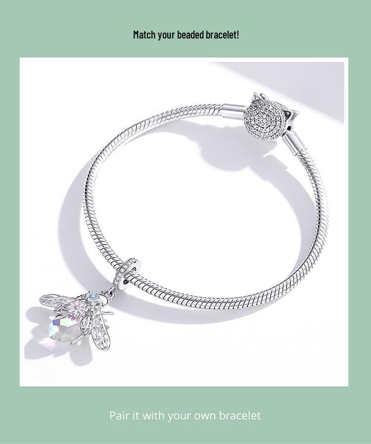 Colorful Dreamy Bee Pendant Bracelet, Silver Ziyun, 925 Silver, Forest Inspired, Girly Accessory, BSC395.
