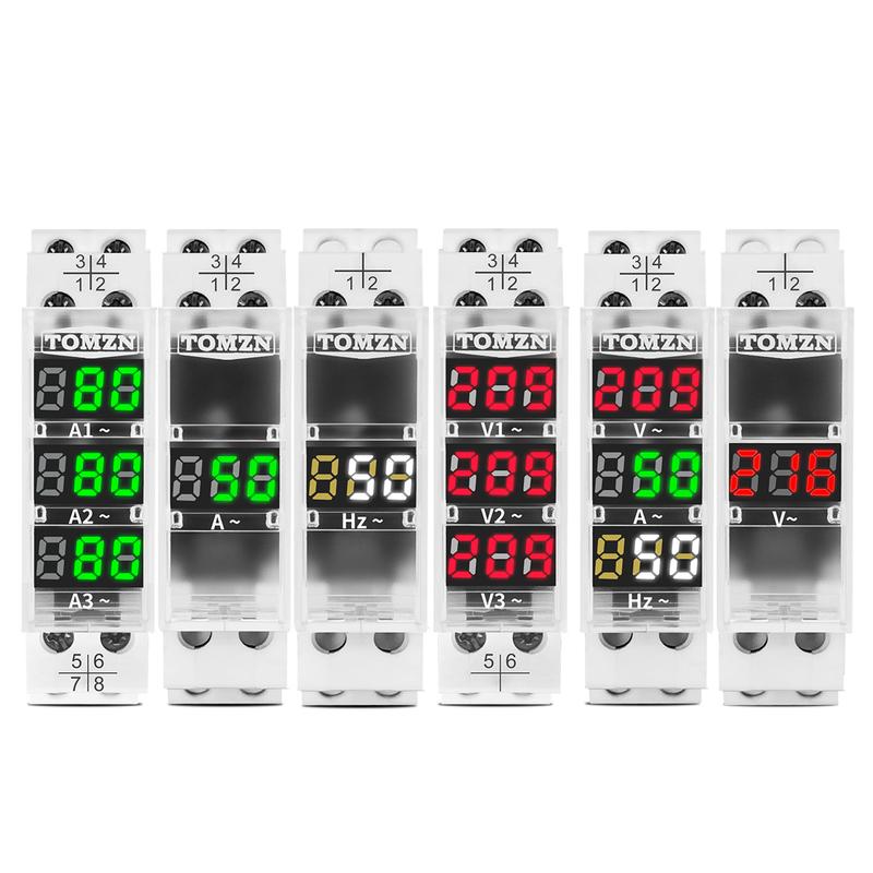 Din Rail 18mm AC 40-500V 220V 380V Voltage Meter Ammeter Single Three Phase Modular Indicator LED Digital Display Detector NEW