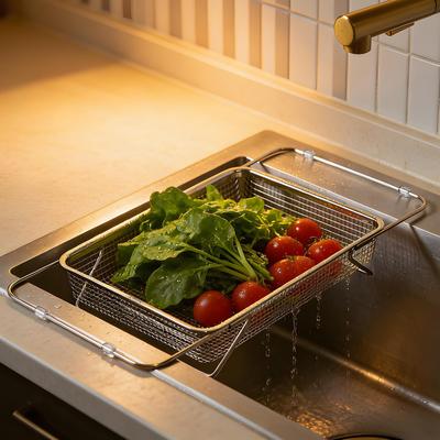 Stainless Steel Telescopic Sink Drain Rack Non-Slip Dish Drying Kitchen Bathroom Countertop Organizer Rack Kitchen Accessories