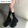 Punk Style Platform Women Ankle Boots Fashion Stretch Slim Shoes Autumn Winter Thick Heel Ladies Elegant Short Booties