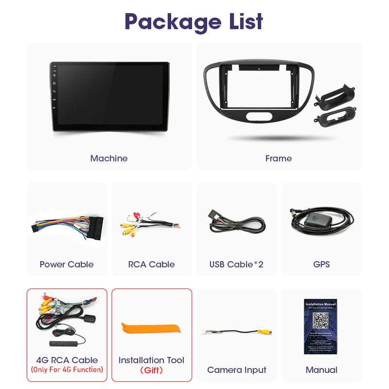 2 Din Android 12 Car Radio For Hyundai I10 2007 - 2013 Multimedia Video Player GPS 4G Carplay Auto Stereo DVD QLED IPS Head Unit