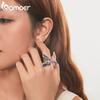 BAMOER White Gold Plated Ice & Snow Butterfly Ring with Blue Enamel, Adjustable Statement Ring for Women Unique Original Design