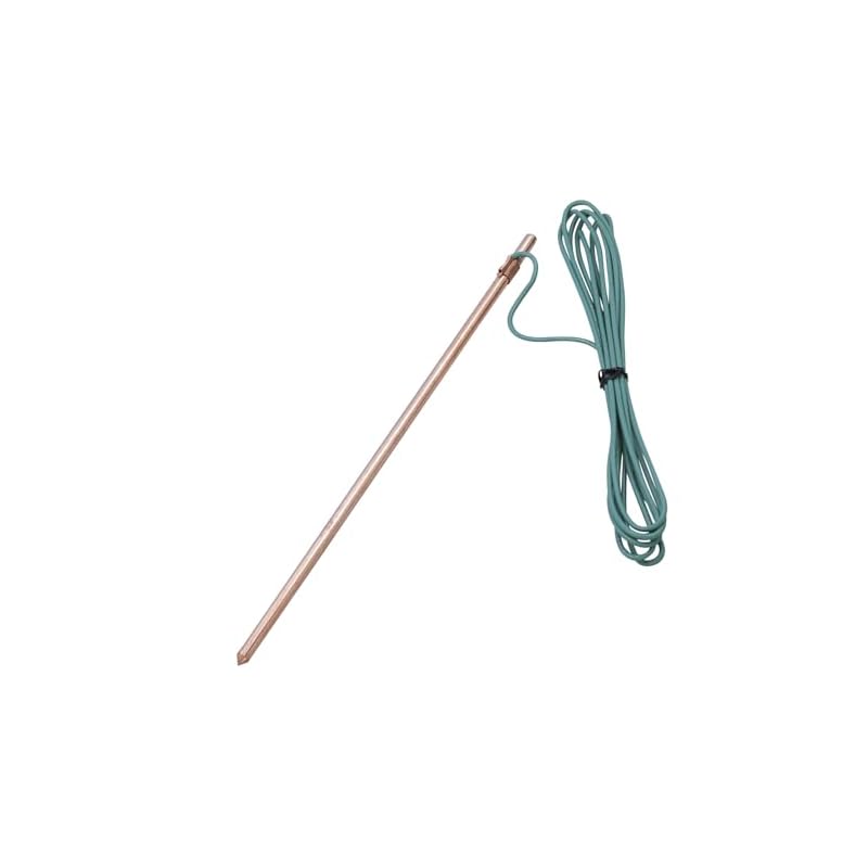 ELPA Round Grounding Rod with Lead Wire, Copper Plated Finish, Steel Core, Easy To Drive Into the Ground, for Gardens, Yards, Soil Installation,