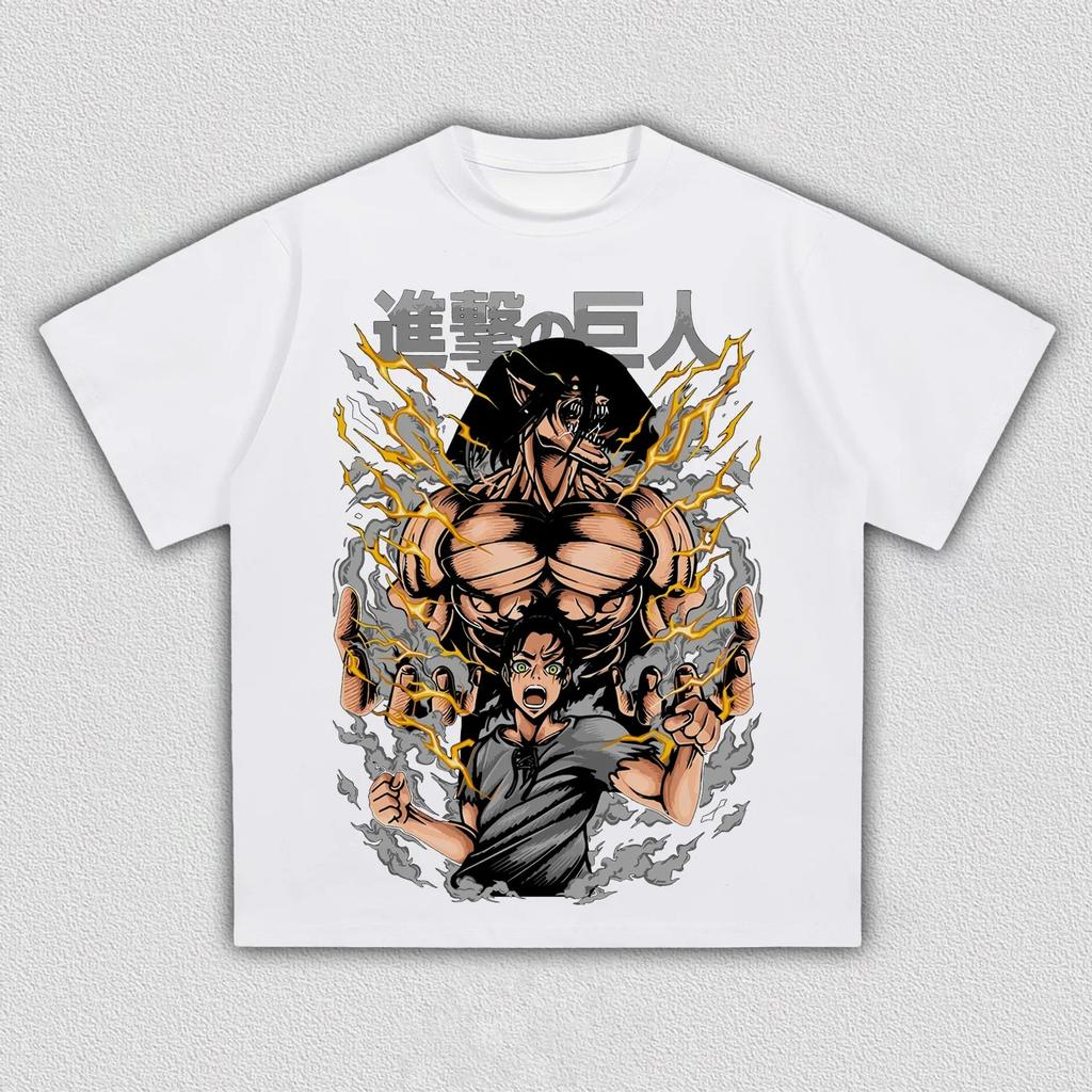 Attack On Titan Eren Jaeger Anime Printing T-shirt Men's Clothing Women's 2026 Summer New High Quality Cotton T Shirt