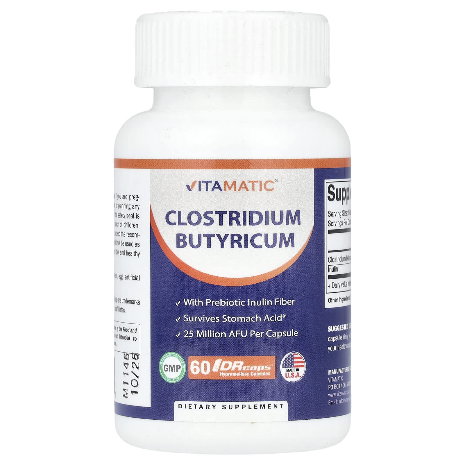 

Clostridium Butyricum, 25 Million Afu, 60 Drcaps