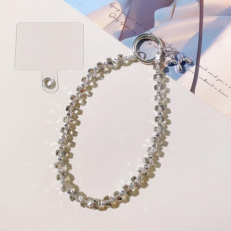 Trendy Crystal Phone Charm Car Wheel Beads Chain Fashion Bag Phone Chain Keyring Regular
