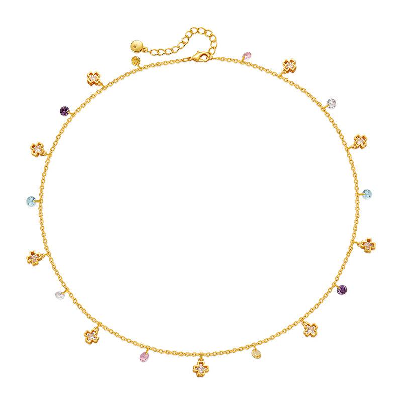 K Gold Plated Copper Zircon Flower Fashion Simple Necklace For Women