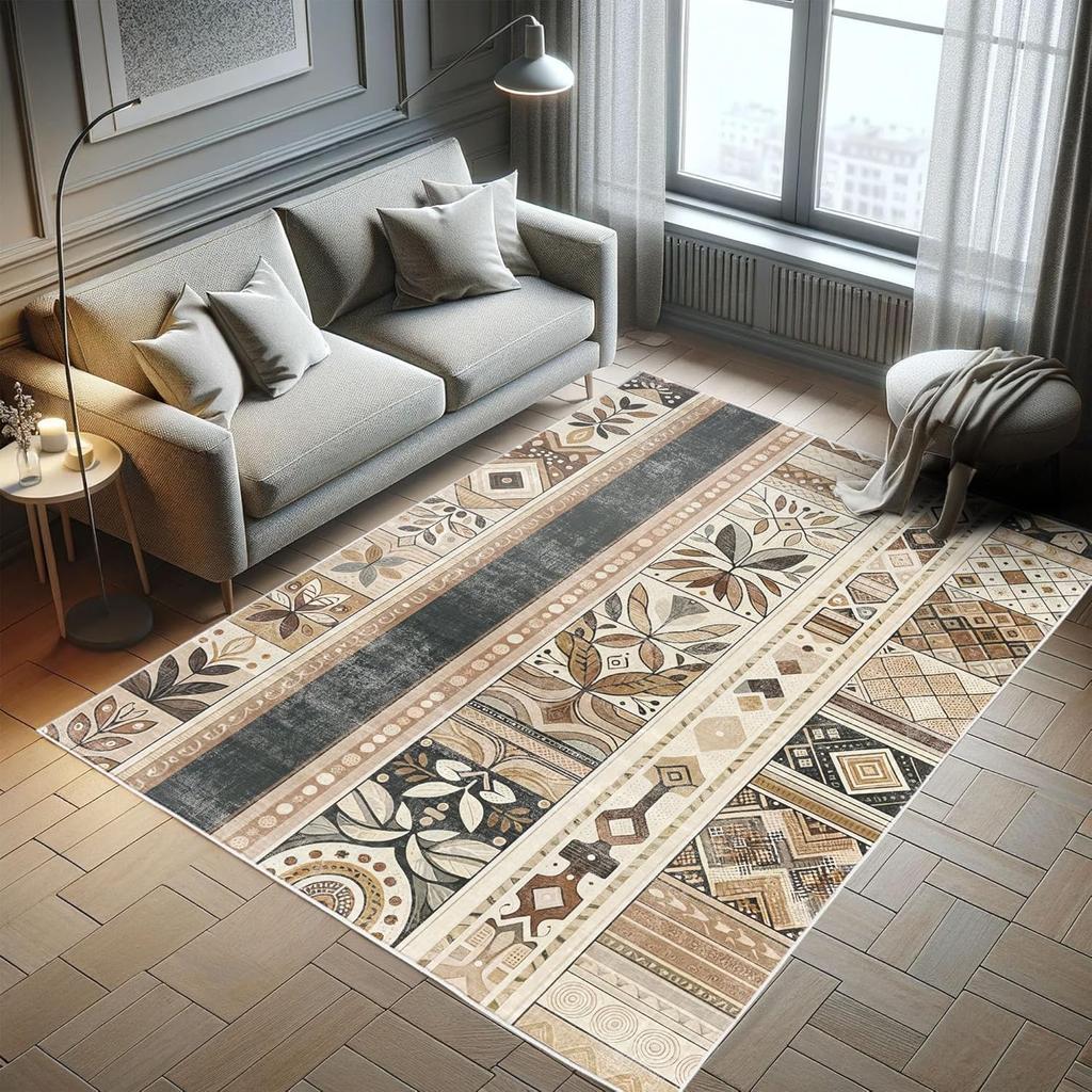 Dinosaur Decorative Rug,Jurassic Scenario Cartoon Animals in Wilderness Cloudy Sunrise Back, Quality Carpet for Bedroom Dorm and