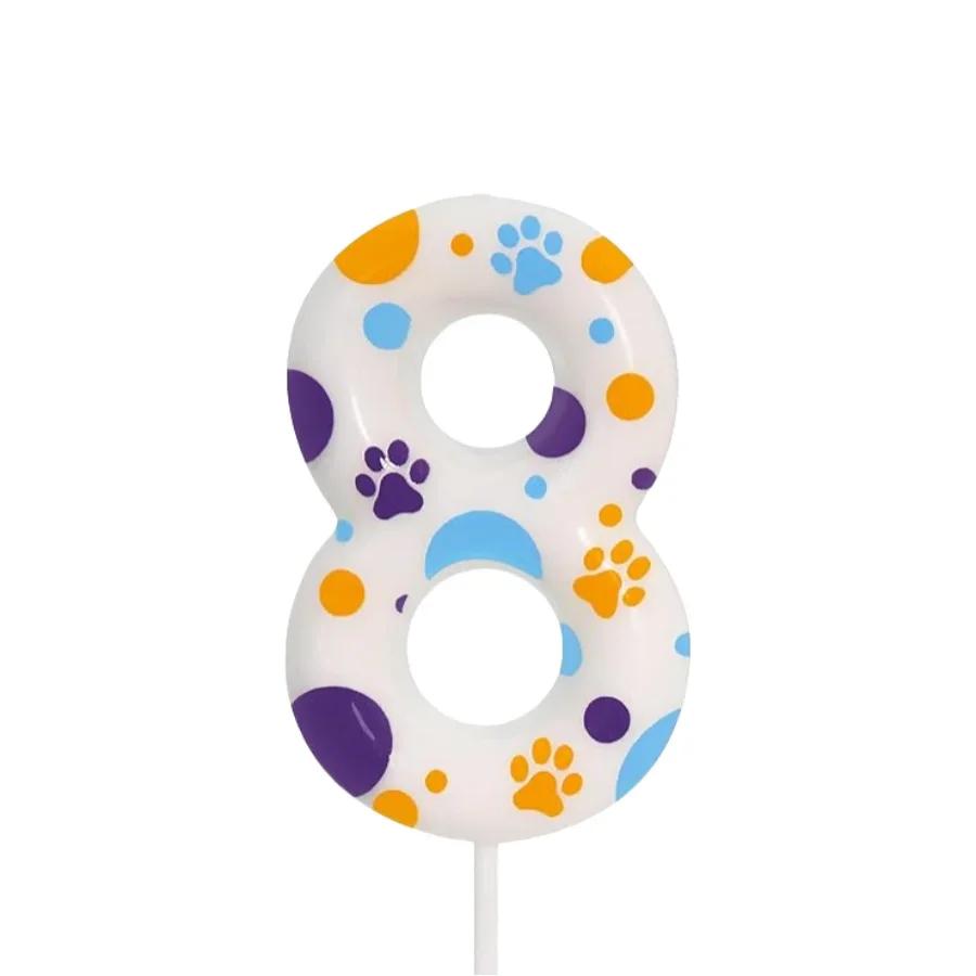 Birthday Candles Blue Dog Paw Themed Print Birthday Party Supplies Paw Cake Topper Decorations Birthday
