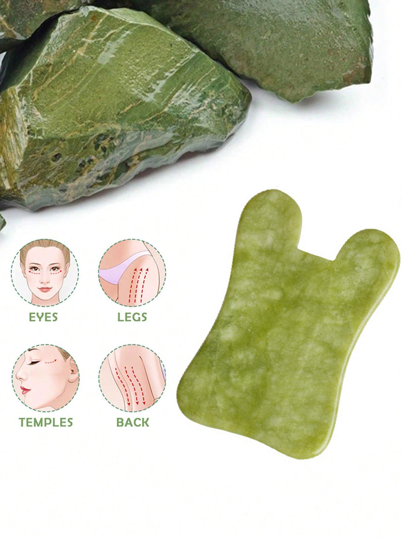 

Natural Jade Stone Scraping Gua Sha Board Massager Face SPA Guasha Acupuncture Skin Beauty Facial Care Massage Tools зелёный