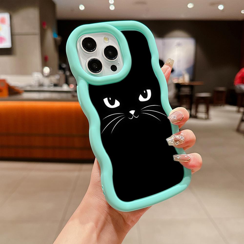 Macaron Soft TPU pouzdro na telefon pro iPhone 11 12 13 14 15 Pro Max SE X Xs Max XR 6 7 8 Tecno Camon 19 20 Pro Realme C35 Ae73 Dark Eyes cat design art
