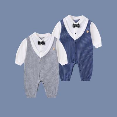 Pagliaccetto da Gentiluomo per Bambino: Completo Neonato Primavera/Autunno, Luna Piena, Completo a Due Pezzi da Gattonare per un Anno