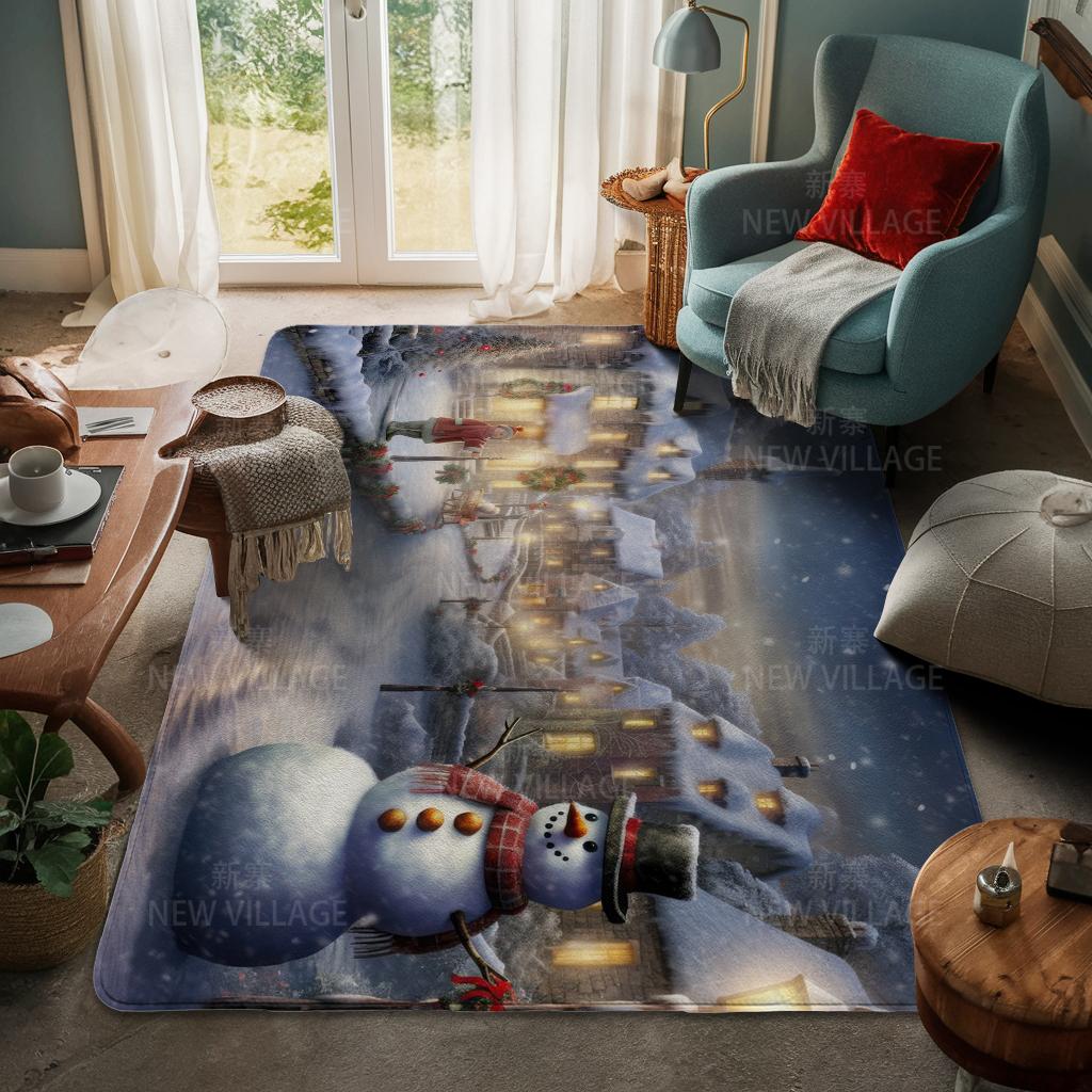 House Entrance Carpet Home Door Mat Living Room Bath Foot Bathroom Non-slip Water Absorption Rugs Bath Merry Christmas Winter