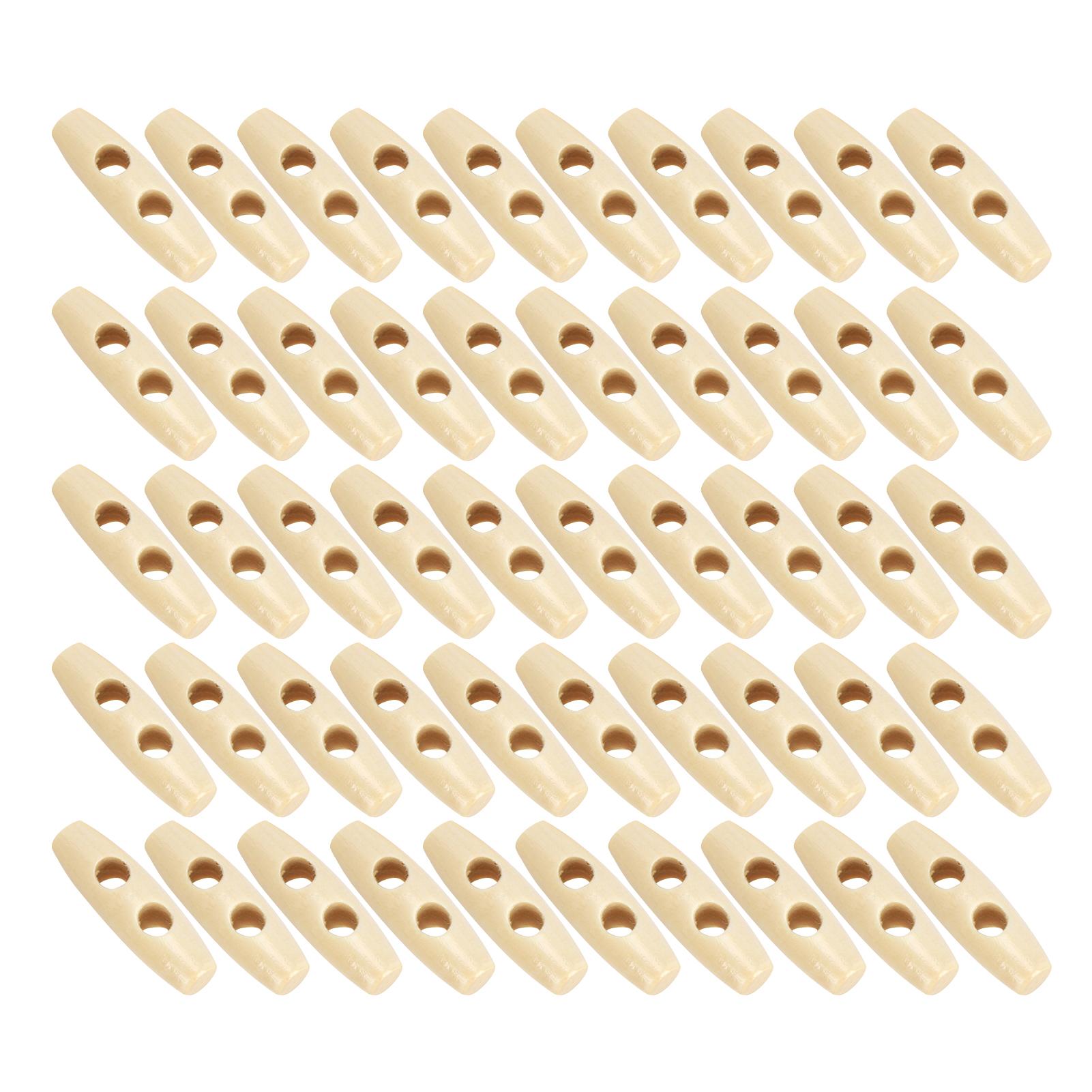 

50Pcs Buttons OliveShaped CreamColored Wooden Buttons Cloth Sewing Accessories 30mm
