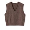 Women's Korean Style V-Neck Cable Knit Sleeveless Sweater Vest for Autumn/Spring