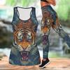 Yoga-Outfit mit Musterdruck von Landschaften und Tieren für Damen Mode Workout Leggings Fitness Sport Lässiges Yoga-Set Sportanzug