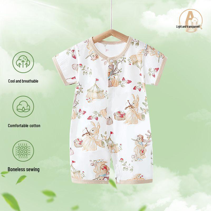 Unisex Pure Cotton Summer Baby Onesie Romper Pajamas 80