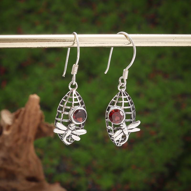 Retro Ethnic Style Red Zircon Earrings for Women, Elegant Earrings Accessories