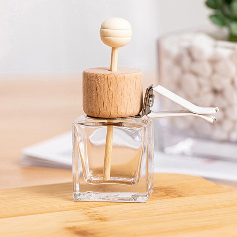 Car Fragrance Empty Glass Bottle Cute Car Air Freshener Bottle Perfume Clip Air Vent Outlet Aromatherapy Essential Oils Diffuser