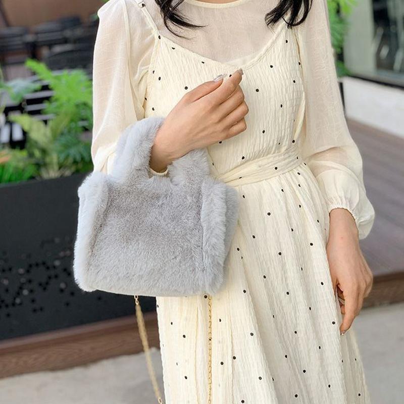 Winter Faux Fur Shopper Tote Bag for Women Plush Handbag Designer Fluffy Wool Shoulder Bag Women Furry Crossbody Messenger Bag KTB