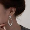 Hongyan S925 Sterling Silver Oval Face-Slimming Earrings: 2024 Korean Fashion Heavy Industry Style.