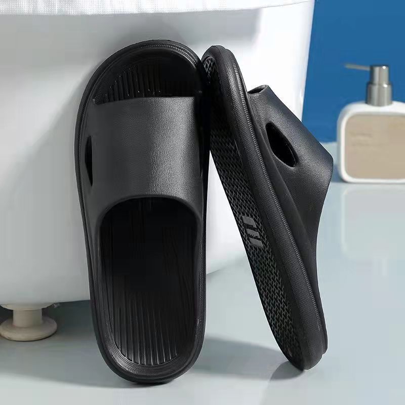 

Тапочки, тапочки для пар, мужские и женские тапочки, летние сандалии и тапочки, модные повседневные пляжные тапочки с толстой подошвой для ванной комнаты 44-45 чёрный