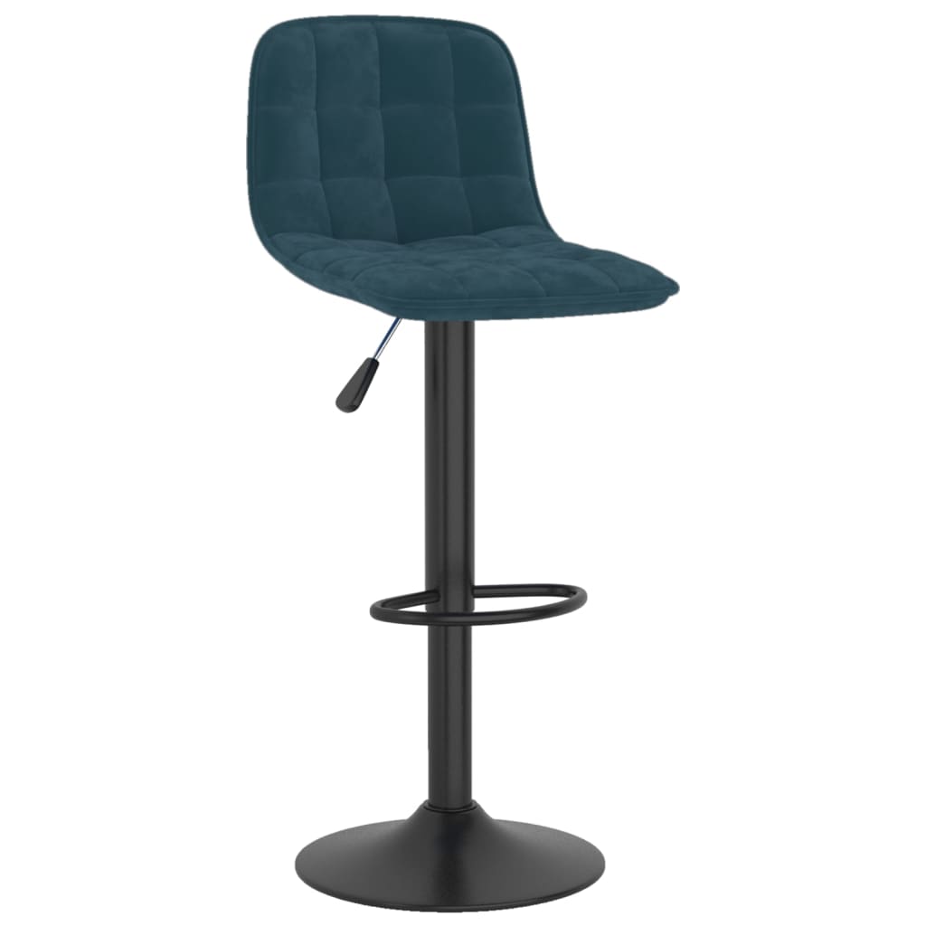 Bar Stool Set of 2 Blue Velvet