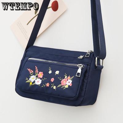 Middle Aged Mother Bag Crossbody Bag Casual Cloth Bag Embroidered Backpack Waterproof Nylon Oxford Cloth Women's Bag Shoulder Bag
