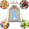 6pcs Easter Bunny Tail HAPPY EAST Party Candy Box Linen Drawstring Bundle Pocket Gift Basket