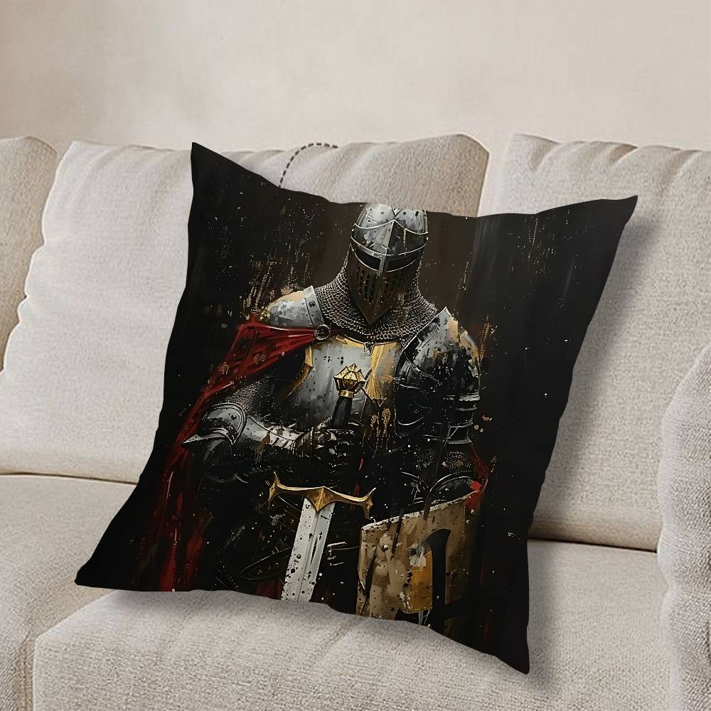 fully armed Medieval Knight Pillow Case Pillow Case Living Room Sofa Cushion Cover Suitable For Home Bedroom Room Decoration