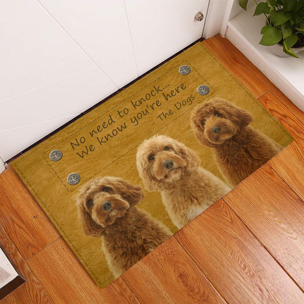 

Pet Dog Cute Goldendoodle Doormat Decor Animal Print Absorbent Doormat Non-Slip Flannel Carpet for Bedroom Porch Bathroom