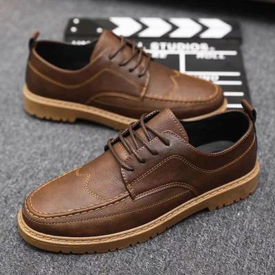 Men Round Head Leather Shoes Business Dress Shoes Handmade Casual Shoes Lace-up Footwear Men Platform Moccasins Slip-on Loafers