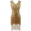 S Vintage Gatsby Sequin Dress Gala Dress Tassel Dress Double V-Neck Dress Stage Performance Costume