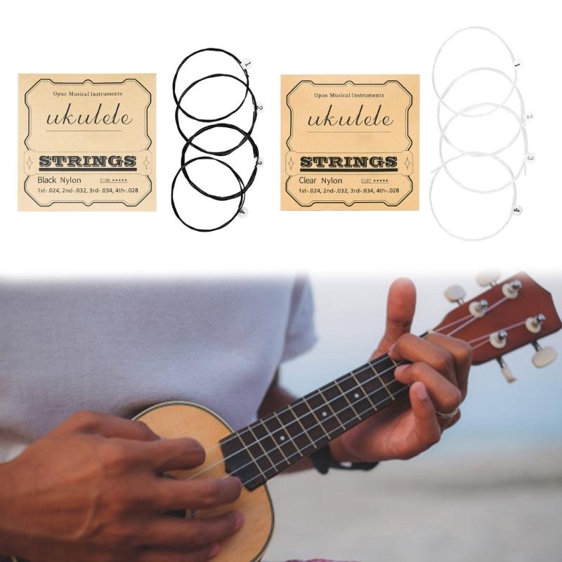 Nylon Ukulele Strings Tuning Replacement 4 Pack 4 Strings for Musical Instruments Easy for Beginners Easy on Fingertips
