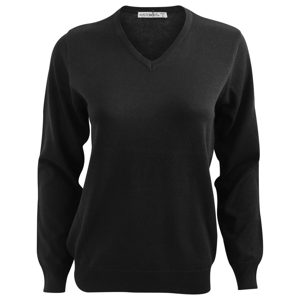 Kustom Kit Ladies Arundel Long Sleeve V-Neck Sweater