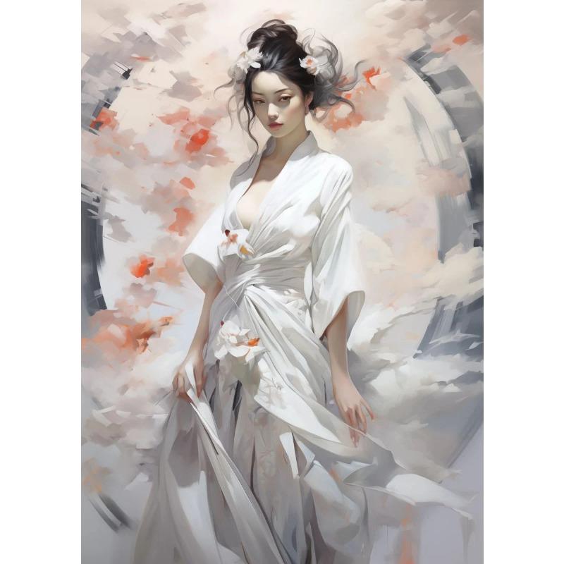 Gorgeous Clothing Japanese Geishas Oriental Women Canvas Painting Wall Art Solemn Posters and Prints Living Room Home Decoration