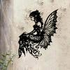Art Deco Iron Wall Art Metal Sculpture Elf Silhouette Butterfly Wings Garden Patio Decor