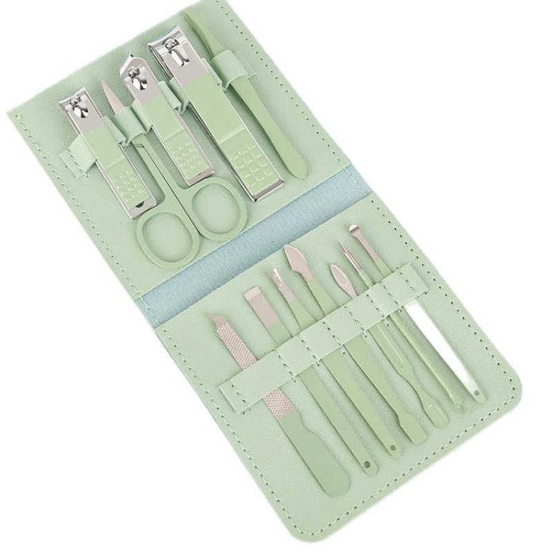 12-Piece Nail Care Set: Folding Bag with Clippers, Tweezers, Pedicure Tools, and Scissors.