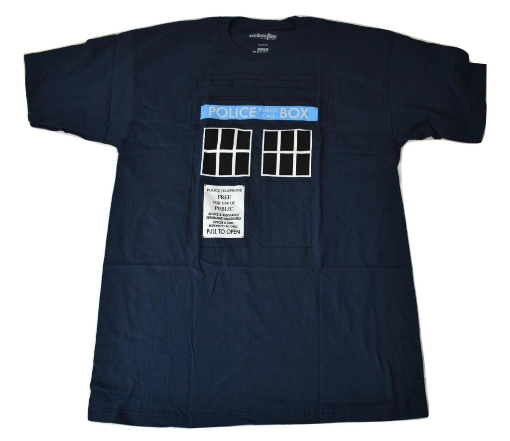 WeLoveFine Mens Dr. Who & The Daleks Police Call Box Shirt New S, M