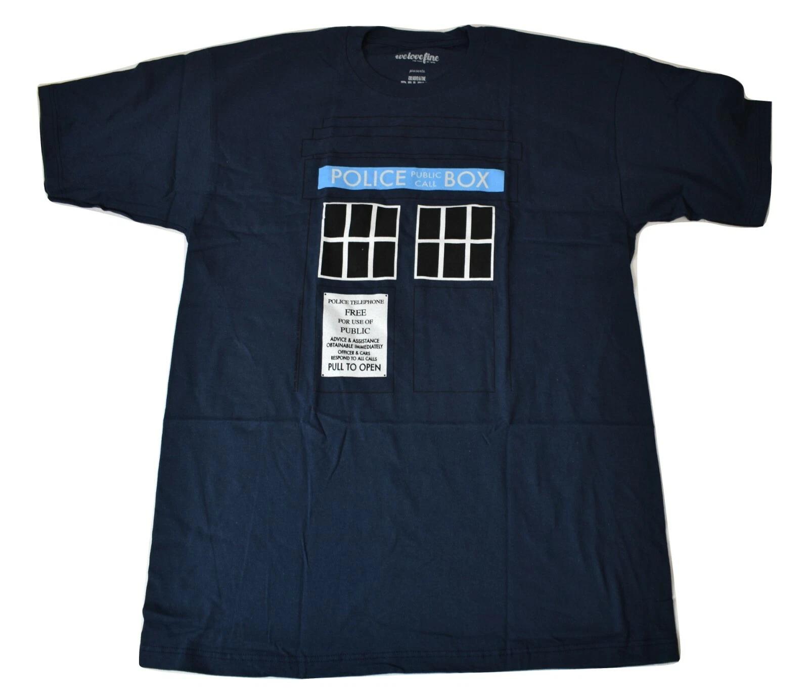 WeLoveFine Mens Dr. Who & The Daleks Police Call Box Shirt New S, M 4XL