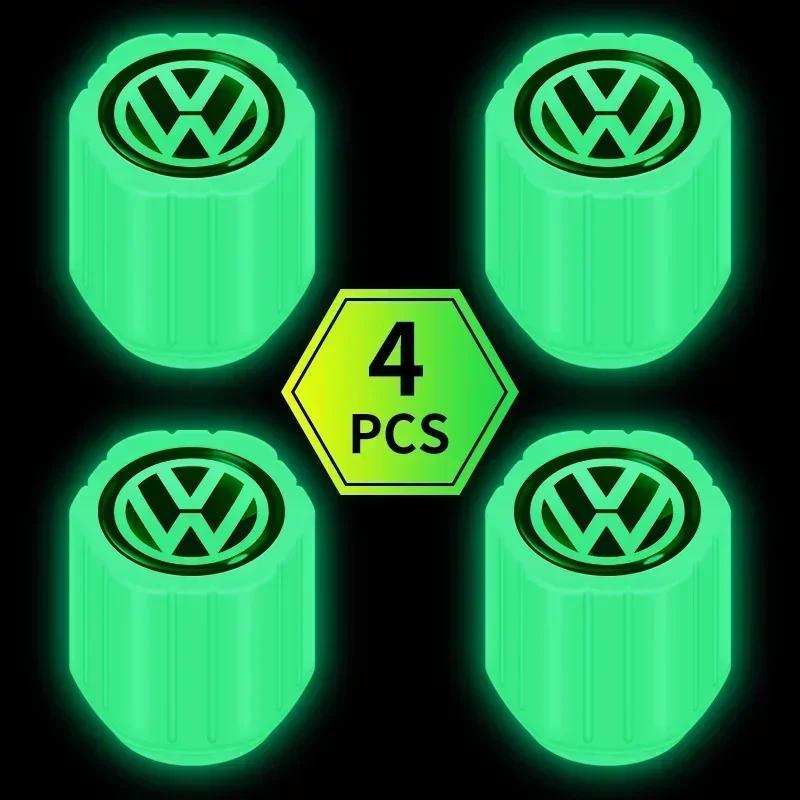 

New B5 New For Volkswagen 4Pcs Fluorescent Car Wheel Valve Caps For Volkswagen Golf Polo Tiguan Passat B6 Jetta Touran