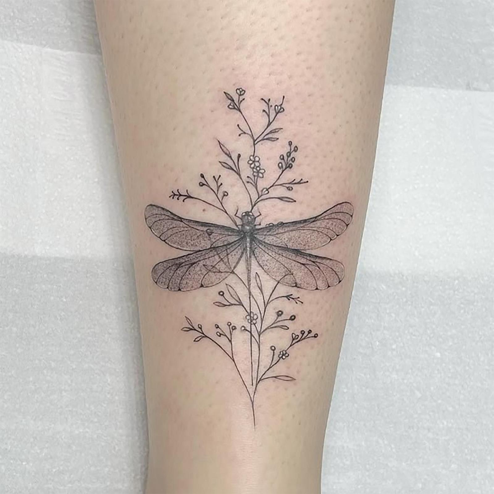 Glow Makeup Unisex Small Fresh Flower Dragonfly Tattoo Sticker Personalized Simple And Beautiful Tattoo Sticker