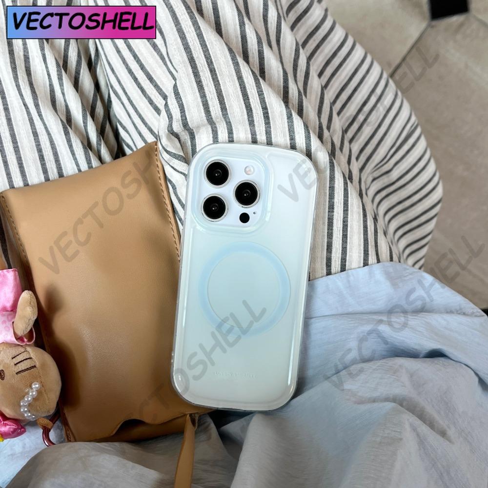 New Korean Pastel Gradient Magnetic Case for iPhone 11-16 Pro Max - Shockproof Soft Silicone Wireless Charging Ready