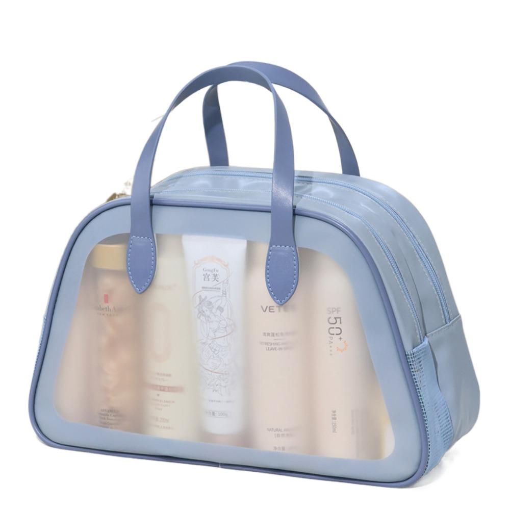 

Waterproof Travel Toiletry Bag Double Layer Cosmetic Bag Swimming Makeup Storage Bag Women L синий