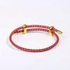 Bracciale in Acciaio Inossidabile per Donna Uomo Fibbia Regolabile Coppia Filo Rosso Corda Intrecciata a Mano Gioiello Unisex