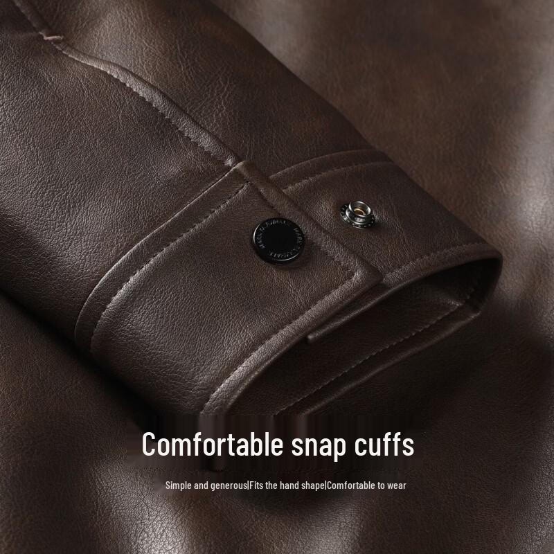Mark Fairwhale Men's Fleece-Lined Retro PU Leather Jacket