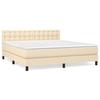 Sommier à lattes avec matelas - Crème - 160x200 cm - Tête de lit réglable - Tissu durable