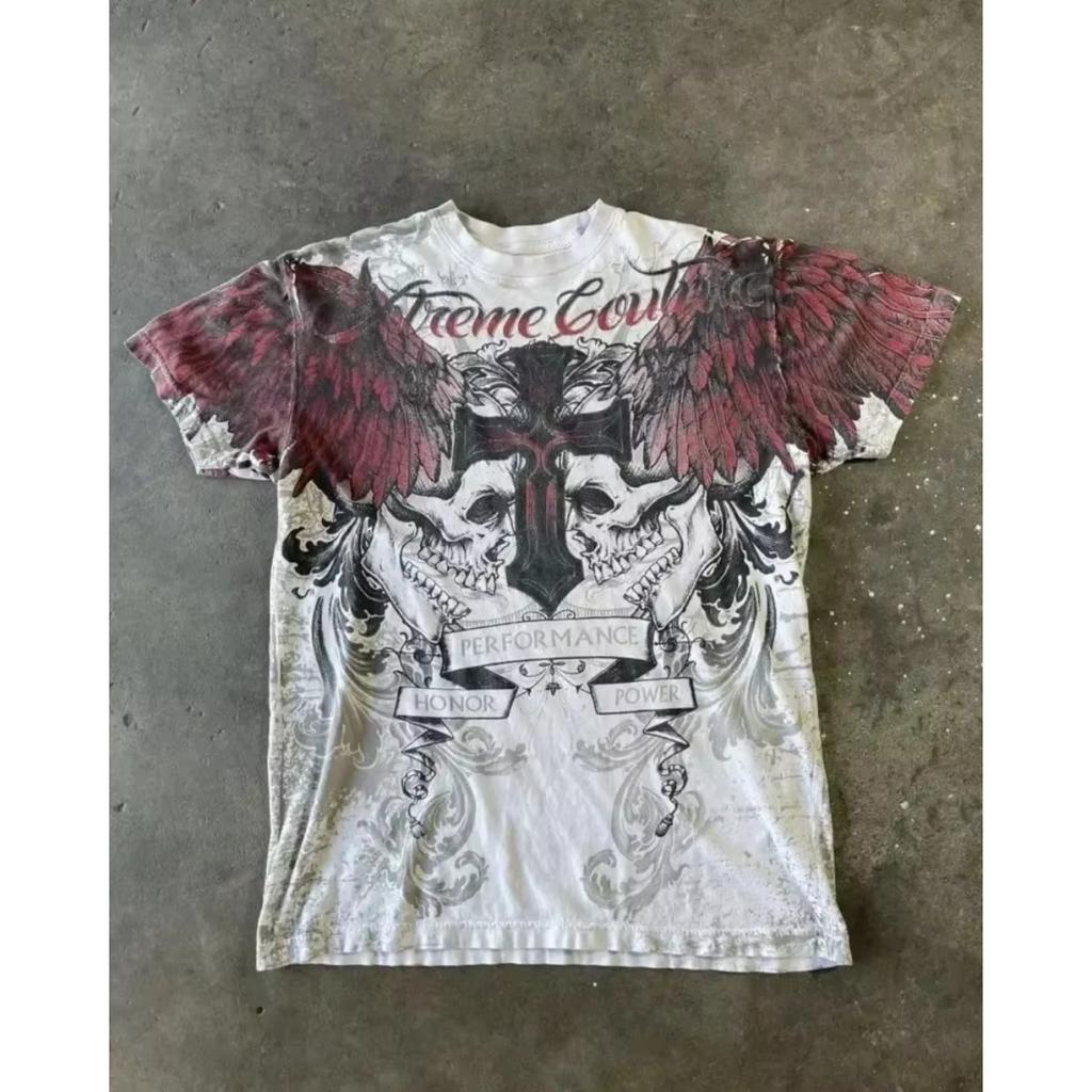 DRIPX 2000s Hip Hop Oversized T Shirt American Goth Retro Harajuku Letter Print Top Casual Tops New