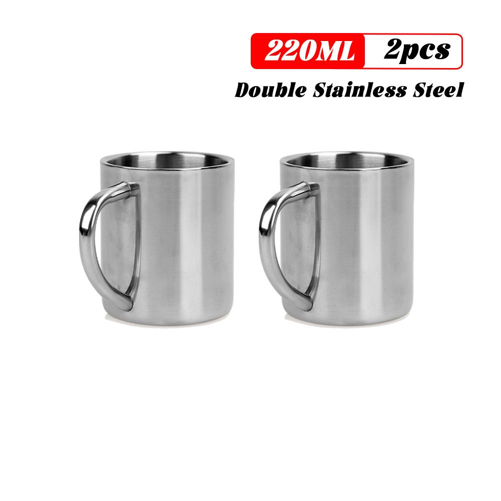 220ML Stailess Steel Mug Coffee Cup Camping Mug Metal Coffee Tea Cup Mug Portable Milk Tea Cup Tumbler Water Mug Drinking Cup